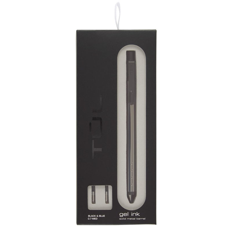TUL Fine Writing Solid Metal Barrel Retractable Gel Pen With 2 Refills, Medium Point, 0.7 mm, Gunmetal Gray Barrel, Assorted Ink Colors - Image 1